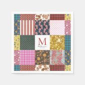 Rustige  patchwork Quilt Pattern Monogram Servet (Voorkant)