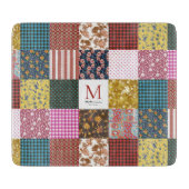 Rustige patchwork Quilt Pattern Monogram Snijplank (Voorkant)