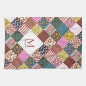 Rustige  patchwork Quilt Pattern Monogram Theedoek (Horizontaal)
