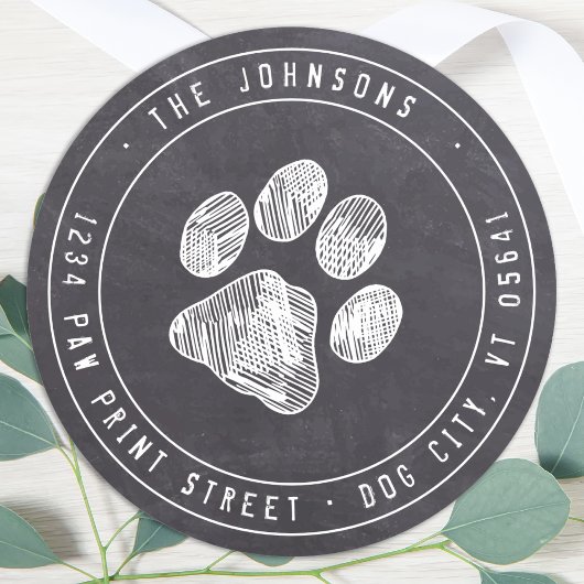 Rustige Paw Print Chalkboard Return Address Label