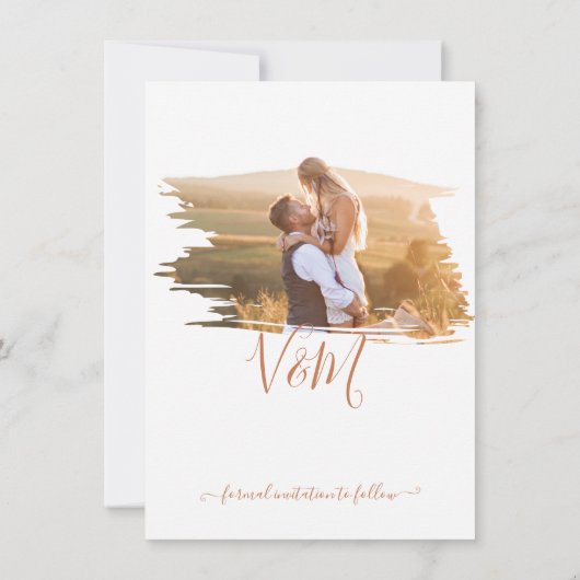 Rustige penseeltfoto Weddenschap opslaan datum Kaart (Achterkant)