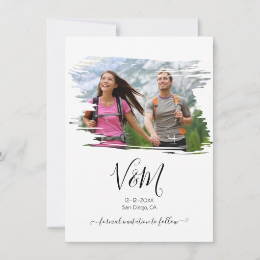 Rustige penseeltfoto Weddenschap opslaan datum Kaart (Achterkant)