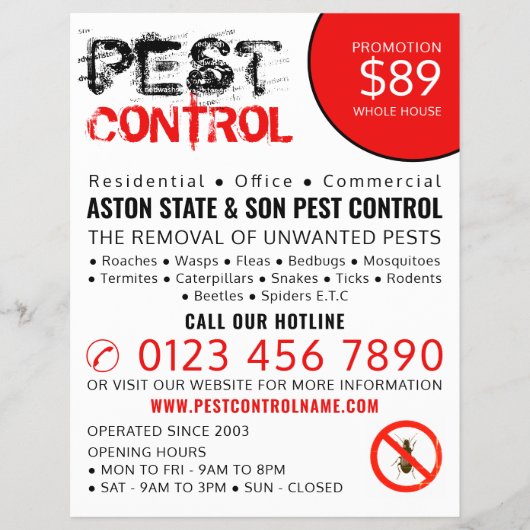 Rustige Pest Control Adverteren Flyer (Voorkant)