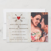 Rustige pijlen rood hart save the date (Voorkant)