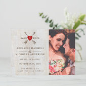 Rustige pijlen rood hart save the date (Staand voorkant)