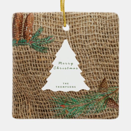 Rustige Pine Forest-kerstboom Keramisch Ornament (Voorkant)