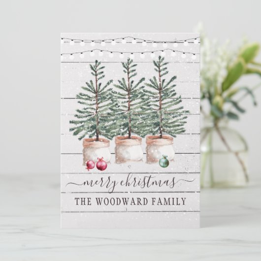 Rustige Pine Trees Sneeuwkerstkaarten (Staand voorkant)