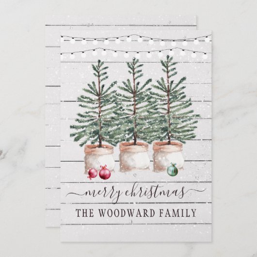 Rustige Pine Trees Sneeuwkerstkaarten (Voorkant / Achterkant)