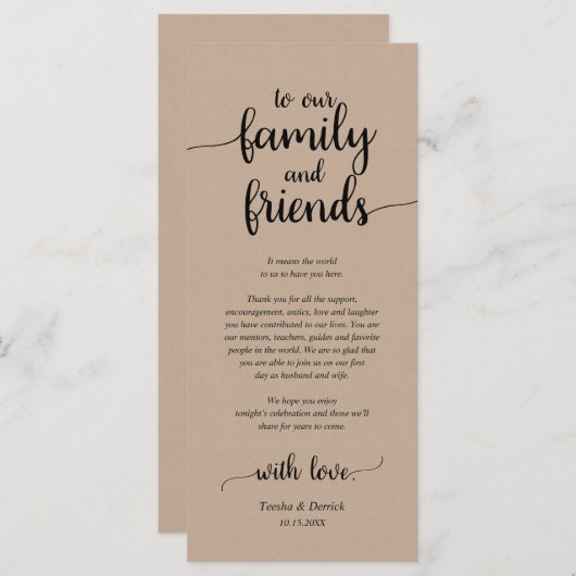 Rustige plaats instelling binnenpartij bedankt kaa programma (Voorkant / Achterkant)