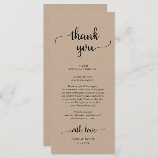 Rustige plaats instelling binnenpartij bedankt kaa programma (Voorkant / Achterkant)