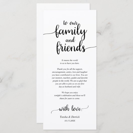 Rustige plaats instelling binnenpartij bedankt kaa programma (Voorkant / Achterkant)