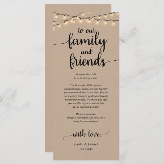 Rustige plaats instelling binnenpartij bedankt kaa programma (Voorkant / Achterkant)