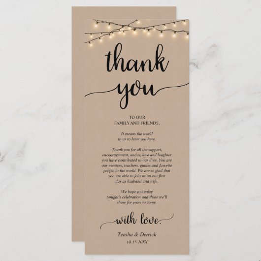 Rustige plaats instelling binnenpartij bedankt kaa programma (Voorkant / Achterkant)