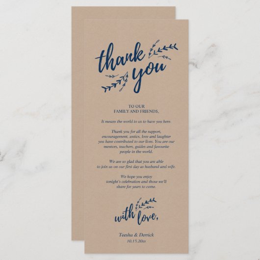 Rustige plaats instelling binnenpartij bedankt kaa programma (Voorkant / Achterkant)