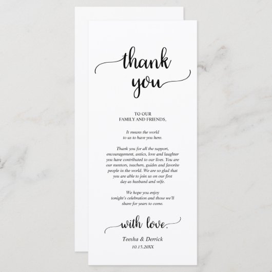 Rustige plaats instelling binnenpartij bedankt kaa programma (Voorkant / Achterkant)