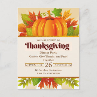 Rustige Pompoen, Herfstbladeren Thanksgiving-diner Briefkaart