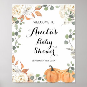 Rustige pompoen Waterverf Baby shower Welkomstteke Poster