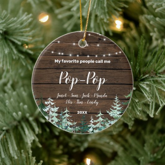 Rustige Pop Pop kerstversiering grootouder Keramisch Ornament (Boom)