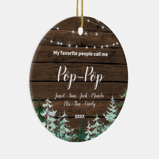 Rustige Pop Pop kerstversiering grootouder Keramisch Ornament (Rechts)