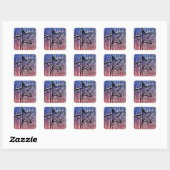 Rustige Pop Rood en blauw Vierkante Sticker (Vel)