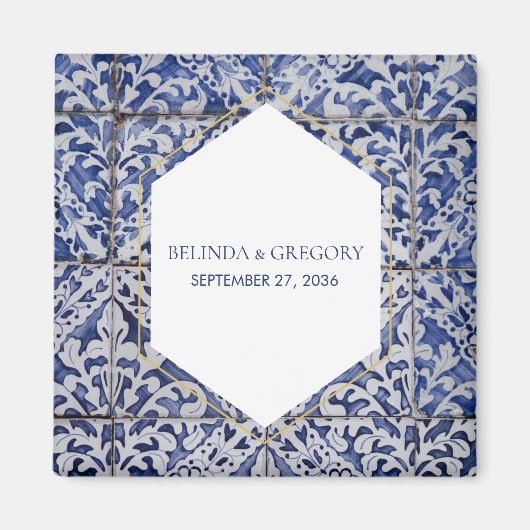 Rustige Portugese Tegels Wedding Favor Magneet (Voorkant)