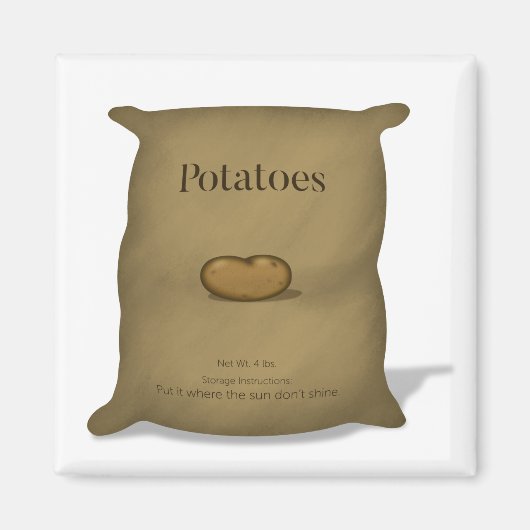 Rustige Potato Sack Humoureuze opslaginstructies Magneet (Voorkant)