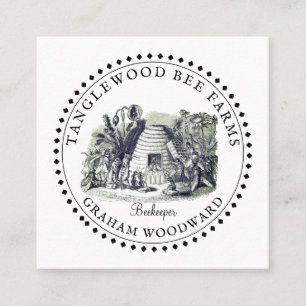 Rustige producten van de imkerij met honingbijen vierkante visitekaartje