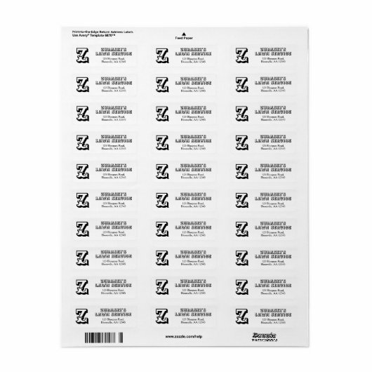 Rustige Professional Monogram Business Etiket (Full Sheet)