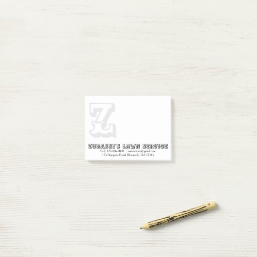 Rustige Professional Monogram Business Post-it® Notes (Op bureau)