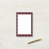 Rustige Pset Red Buffalo Check Tartan Post-it® Notes (Op bureau)