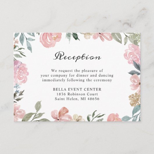 Rustige puinroze bruiloft — Gegevens Informatiekaartje (Voorkant)