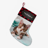 Rustige Red Buffalo Pset Cat Photo Kleine Kerstsok (Voorkant (Hangend))