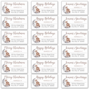 Rustige Red Fox kerstfeestdag Adresetiketten Sticker