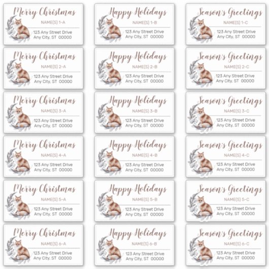 Rustige Red Fox kerstfeestdag Adresetiketten Sticker (Voorkant)