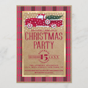 Rustige Red Truck Flannel Kerstfeest Kaart
