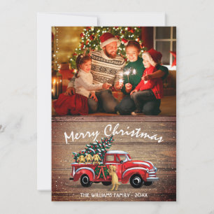 Rustige  Red Truck met Honden Feestdagenkaart