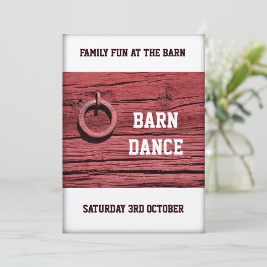 Rustige Red Wooden Barn Party Dance Event Kaart (Staand voorkant)