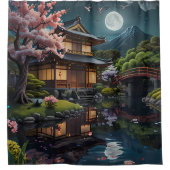 Rustige reflecties: Bloesems badkamer Douchegordijn (Voorkant)