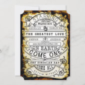 Rustige  renaissance Medieval Ticket Wedding Kaart (Achterkant)