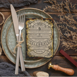 Rustige  renaissance Medieval Ticket Wedding Kaart