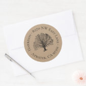 Rustige retournering van bomen ronde sticker (Envelop)