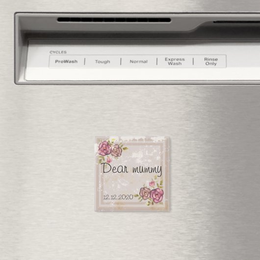 Rustige retro grunge beige textuur rozen fl magneet (Insitu (Vaatwasser))