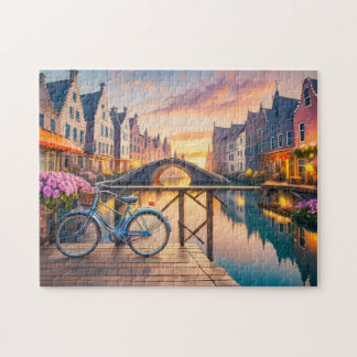Rustige River Art met Fiets Fotopuzzels Amerste Legpuzzel