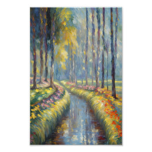Rustige River Path impressionistische landschapsku Foto Afdruk