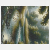 "Rustige rivier door weelderig bos" Fleece Deken (Voorkant (Horizontaal))