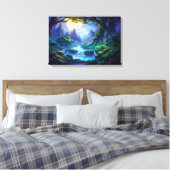 Rustige rivier onder maanlicht - Fantasy Art Canvas Afdruk (Insitu (Slaapkamer))