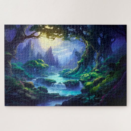 Rustige rivier onder maanlicht - Fantasy Art Legpuzzel (Horizontaal)