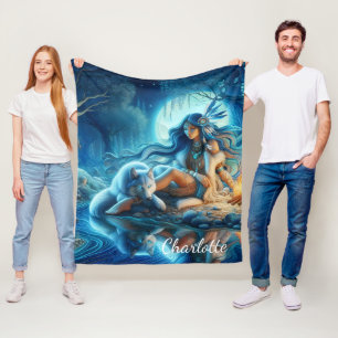 Rustige rivieravond met een Native en wolf Fleece Deken