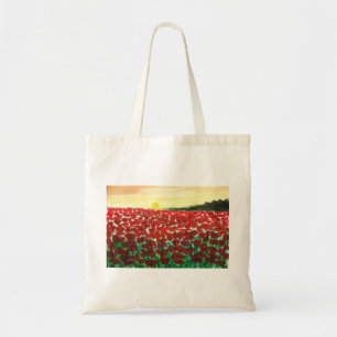 Rustige rode atmosferische waterverf springt bloem tote bag