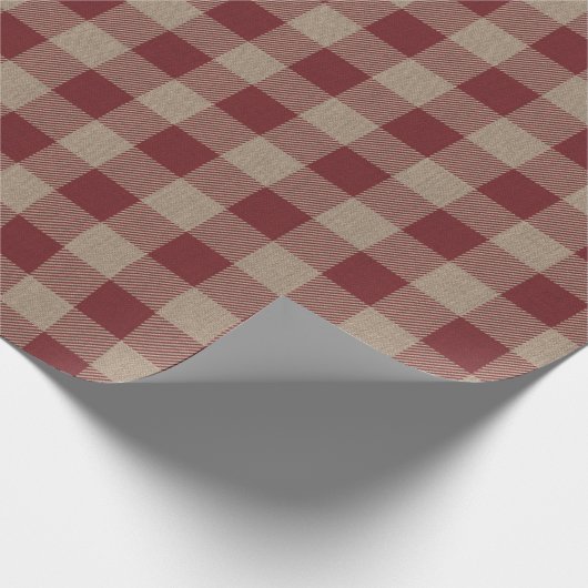 Rustige rode buffelcheque cadeaupapier (Hoek)